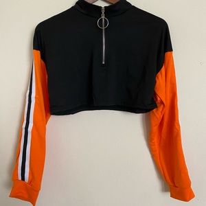 mock neck, long sleeve, crop top